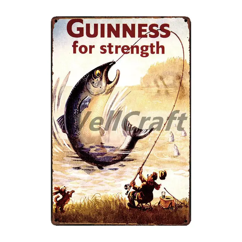 [WellCraft] Guinness рыба птица Солнце металлические знаки постер на стену табличка с
