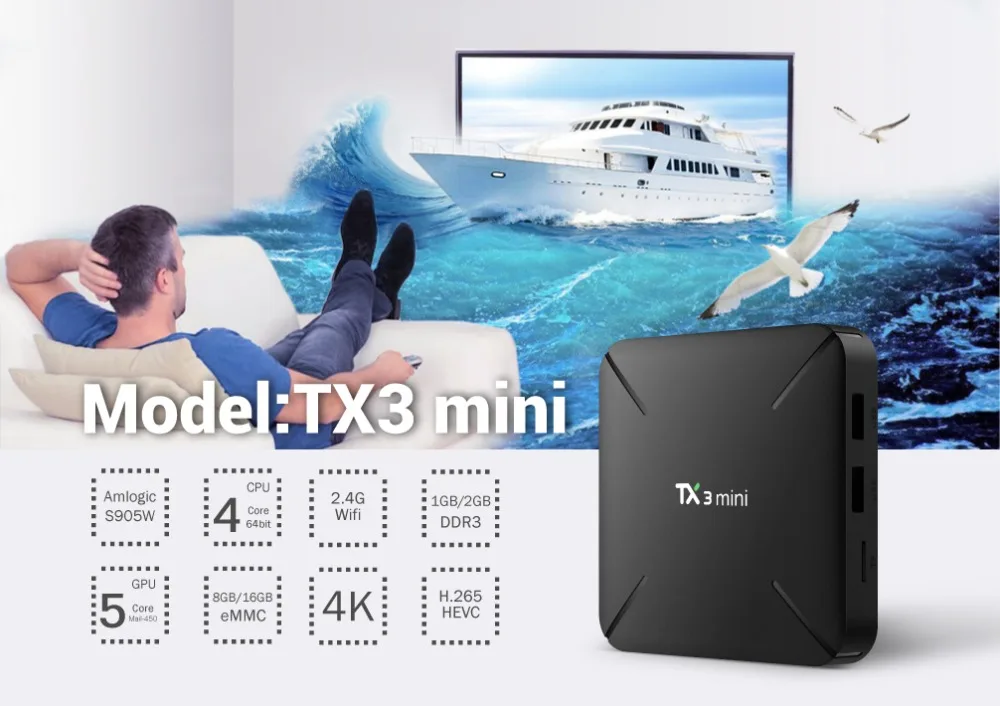 Leelbox TX3 Мини Android 7 1 ТВ коробка S905W 2 Гб Оперативная память 16 Встроенная ip 4 K ГГц Wi Fi 100
