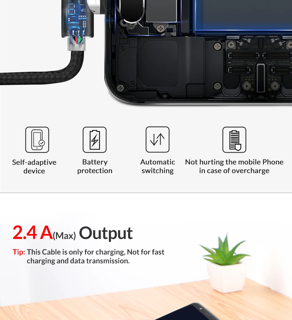 TOPK AM51 90 градусов светодиодный Micro USB кабель Магнитный зарядный кабель для iPhone samsung Xiaomi usb type C Магнитный зарядный кабель адаптер