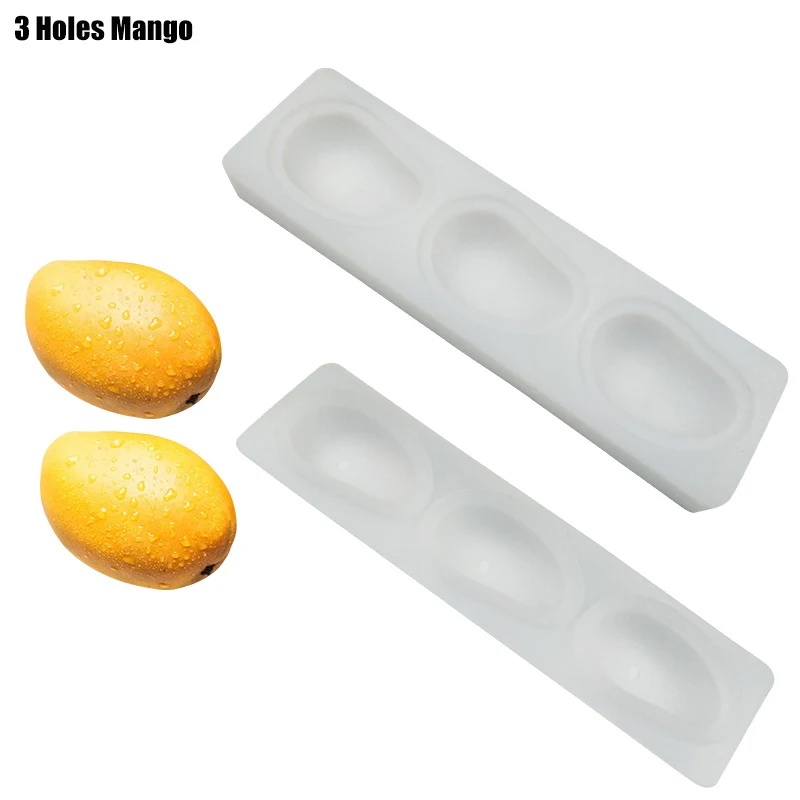 3 Holes Lemon GODWJ Фрукты Яблоко лимон груша вишня мусс силиконовая форма для торта 3D форма для выпечки шоколадное украшение Маффин Moule печенье DIY - Цвет: 3 Holes Lemon
