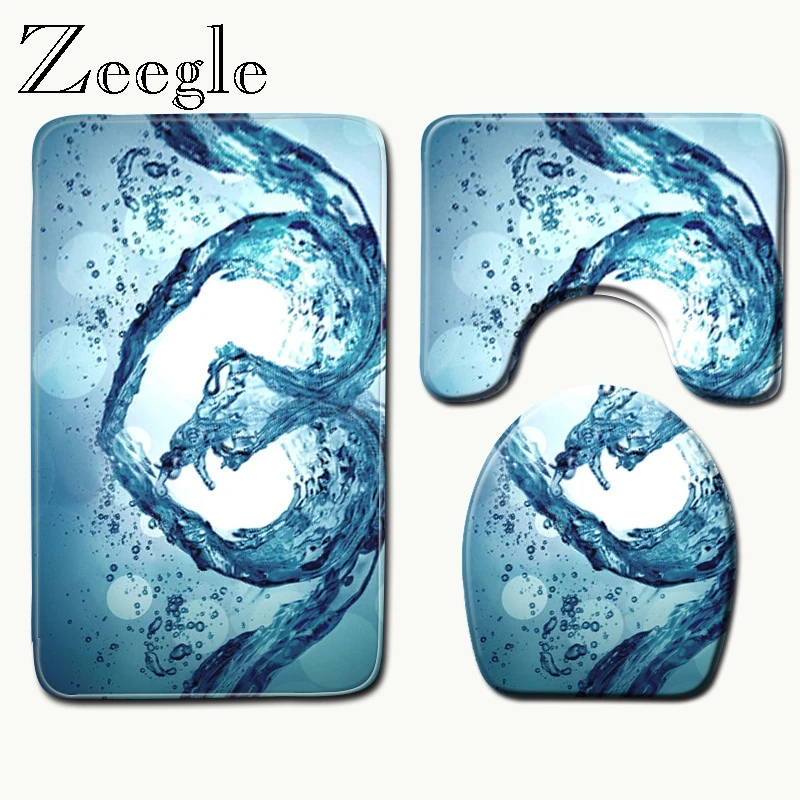 Набор нескользящих ковриков для ванной Zeegle 3 шт. ковер комплект коврик туалета