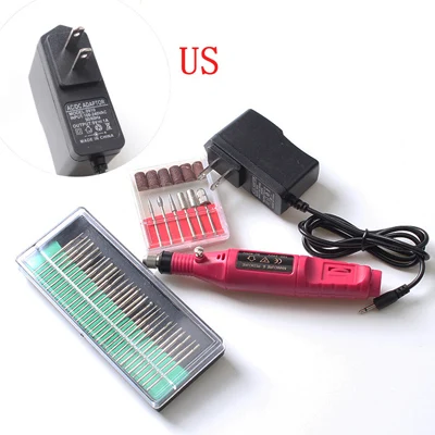 US plug 30drill 30 шт./компл. ногтей сверла биты комплект профессиональный электрический для маникюра и педикюра, фрезер, набор аксессуаров для шлифования ногтей машина инструменты - Цвет: US plug 30drill