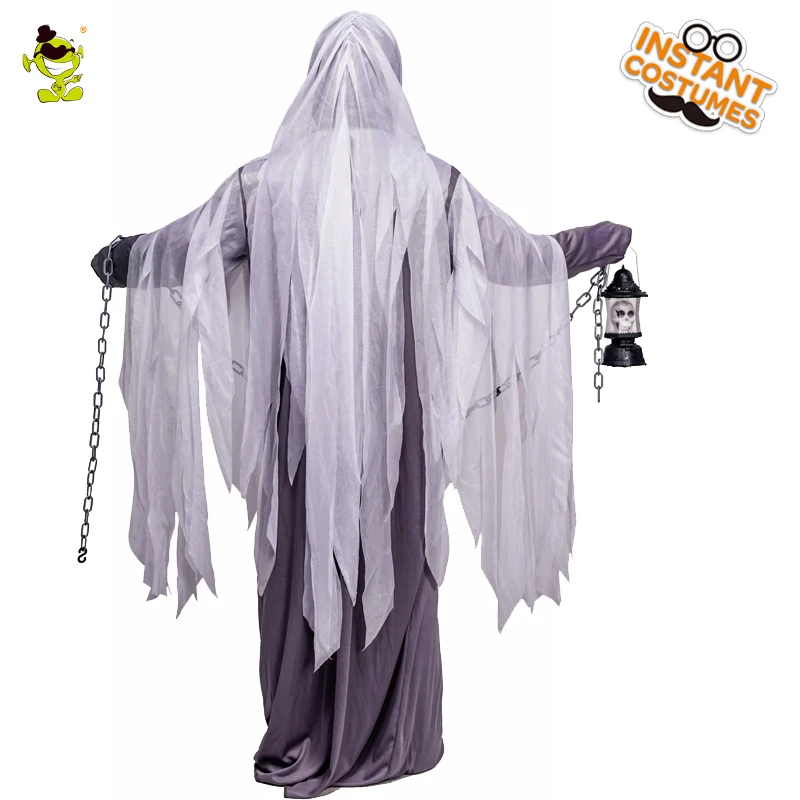 Halloween Men's Ghost Costume Role Play with Hooded Ghost Cosplay Costume for Adult Man - Ghost Robe image 3