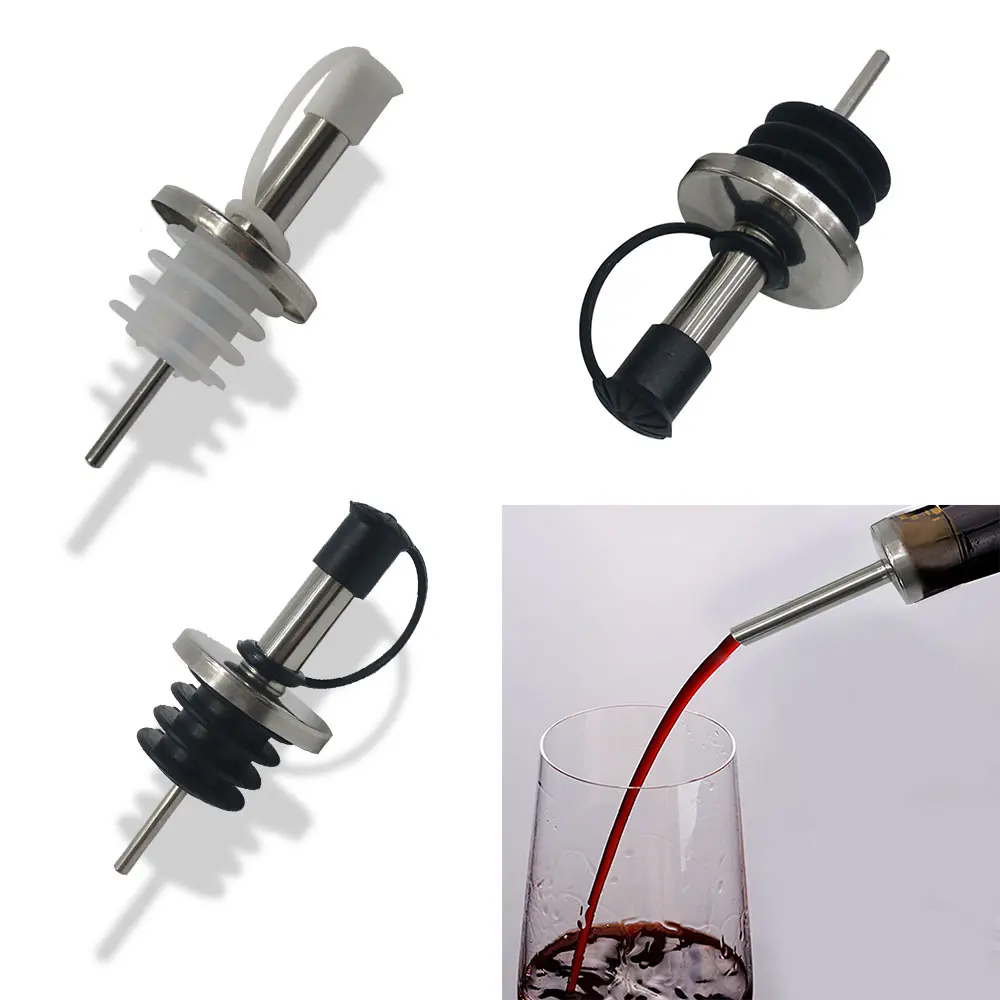 Новая нержавеющая сталь бутылка вина Pourer Бутылка Масла пробка черная крышка дома кухня бутылка масла пробка с небольшой трубкой