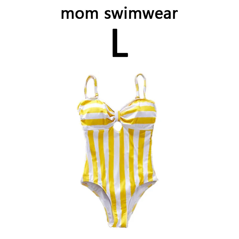 mom size L Купальник для мамы и дочки, мама и я, семейные купальники, желтый полосатый купальник, мужские пляжные шорты для мальчиков, Семейные комплекты, один предмет - Цвет: mom size L