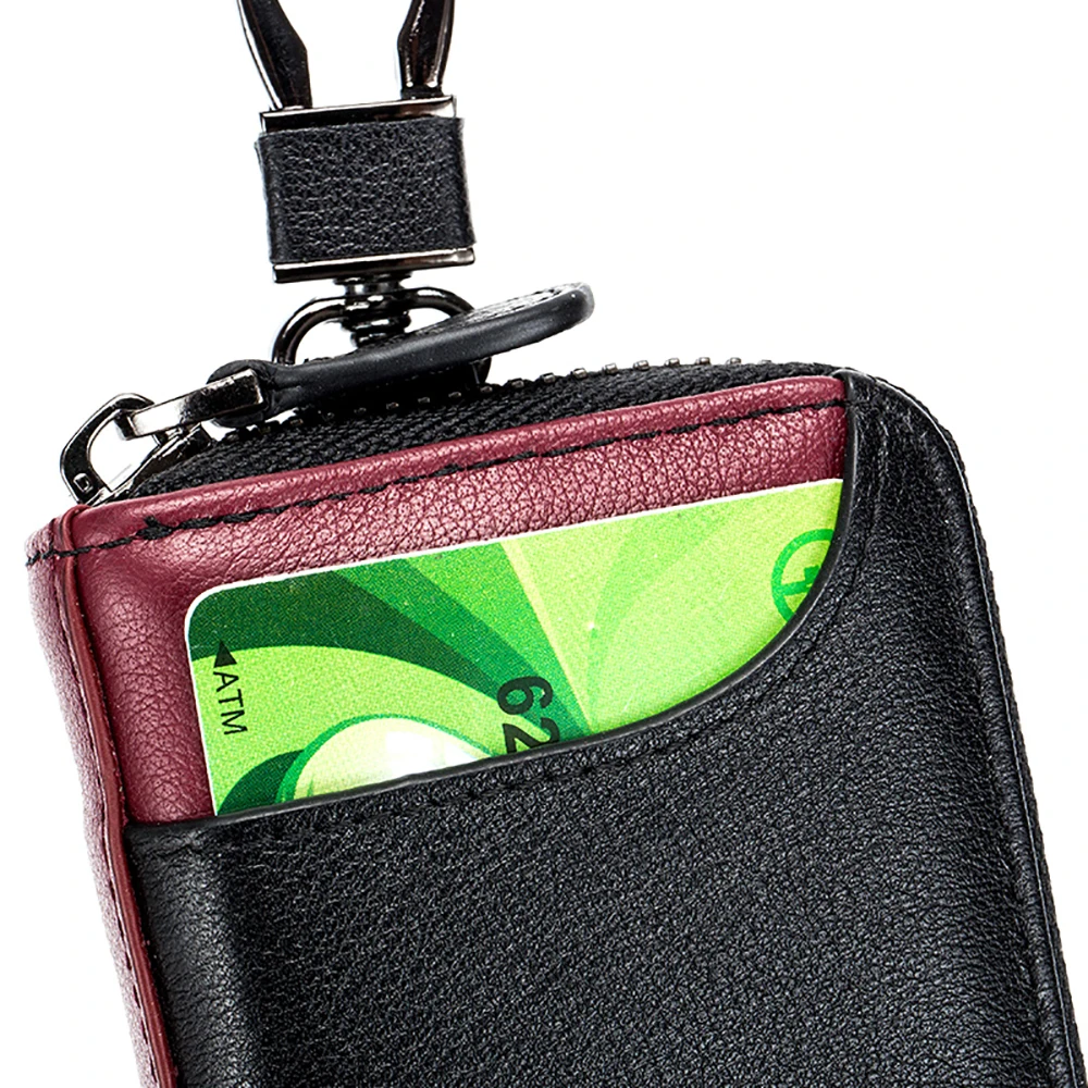 M-Yancy Genuine Leather Key Holder Zipper Wallet Waist Hanging Keychain Housekeeper Practical Car Remote Pass Card | Багаж и сумки