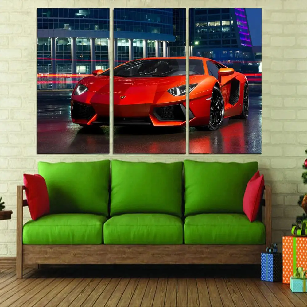 

Drop shipping 3 Panel printed painting Car Painting Canvas Wall Art Picture Home Decoration Living Room Modern painting LS254