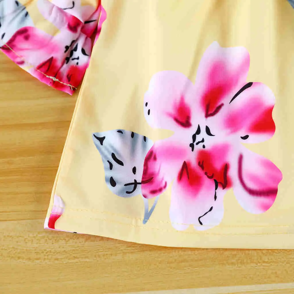 Одежда для новорожденных маленьких девочек с открытыми плечами и принтом топы