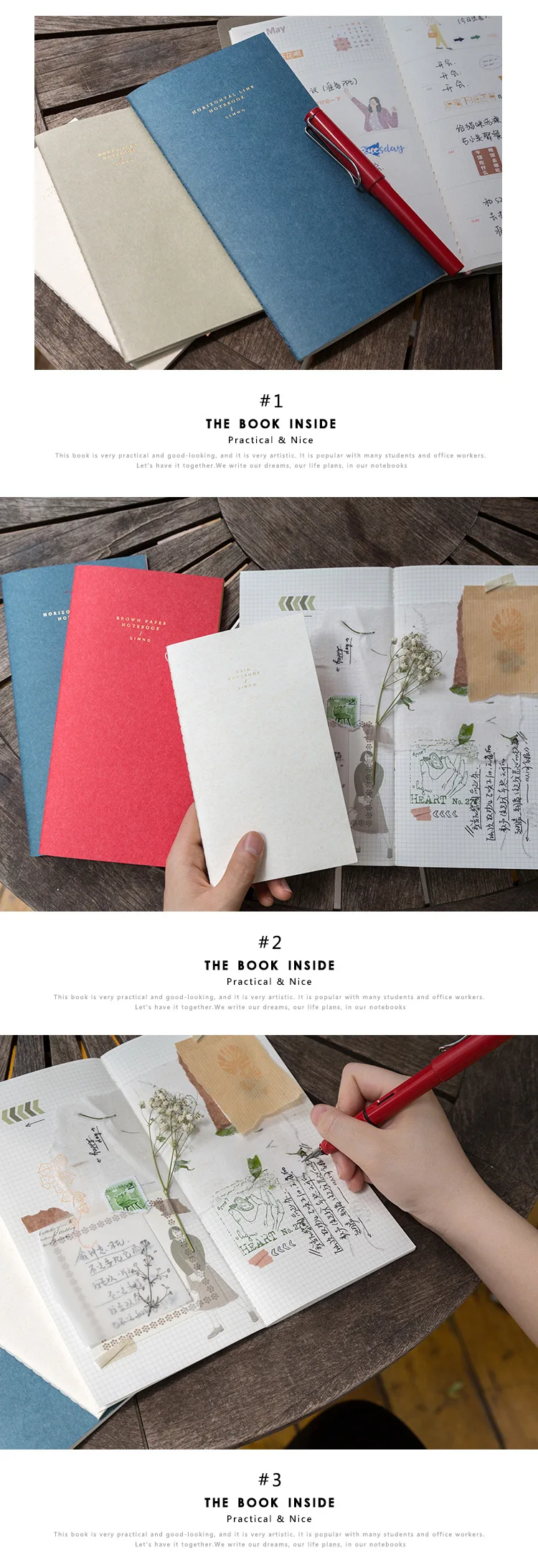 Japanese Vintage Journal Filler Paper Insert Refill for Midori Traveler Notebook Standard Portable Grid Line Kraft Blank Planner