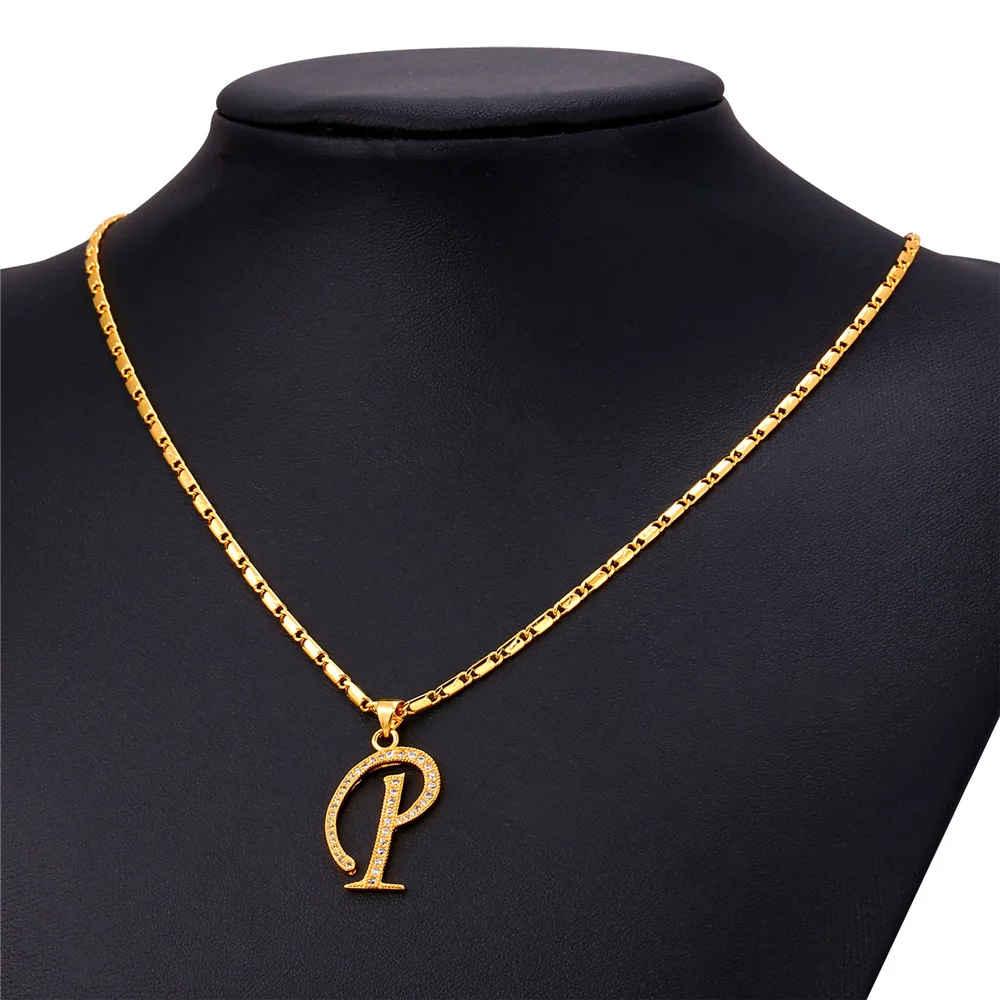 U7 Буквы P Подвеска Цепь Ожерелье На Шею Для Женщин/ Мужчин Ювелирные Изделия
