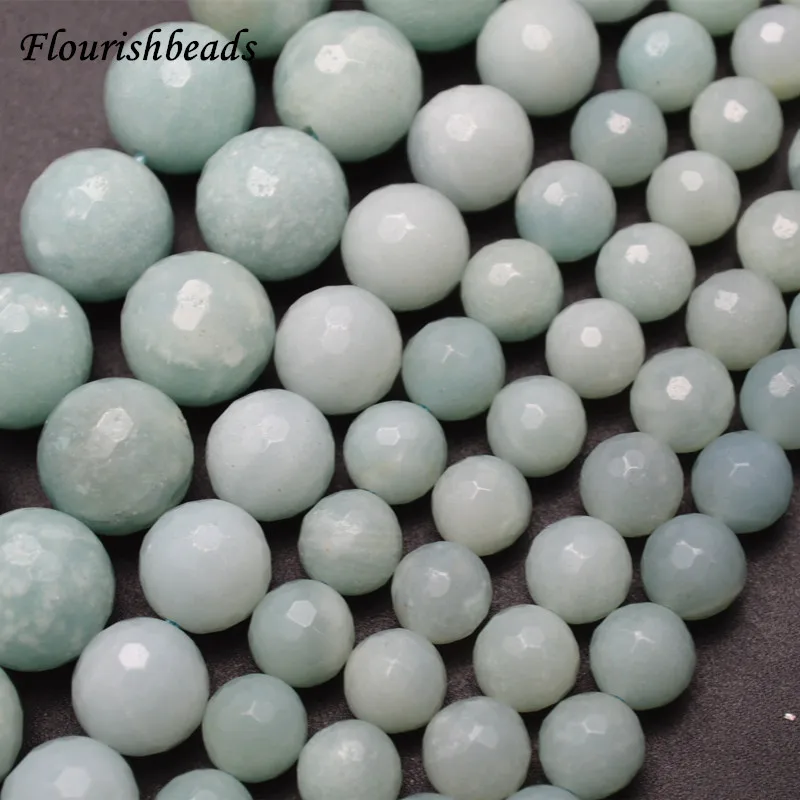 

Natural Pure color Faceted Amazonite Stone Round Loose Beads 4mm 6mm 8mm 10mm 12mm DIY Jewelry Making Supplies