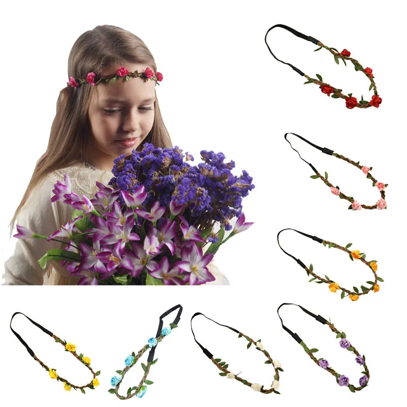 14 шт./лот модная Женская эластичная повязка на голову в богемном стиле с цветами