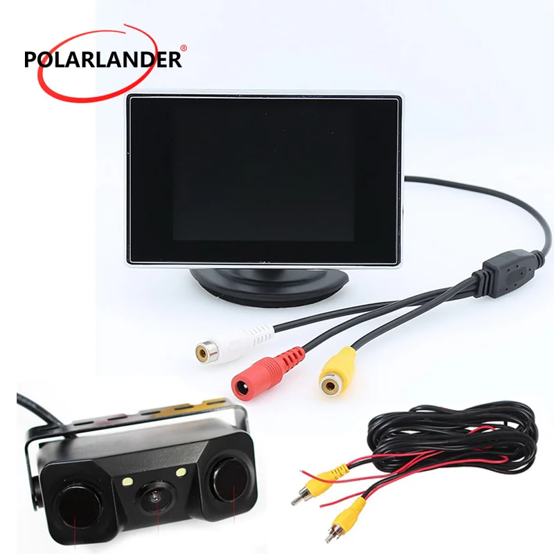 

3IN1 Backup Reverse Monitor parking sensor 2IN1 Car Monitor 3.5 inch TFT reversing camera monitor Auto TV Car