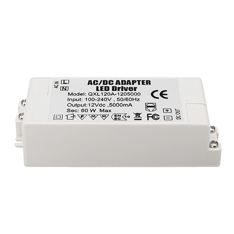 Jiguoor AC100 240V к DC12V 5A 60 Вт Светодиодный источник питания трансформатор адаптер