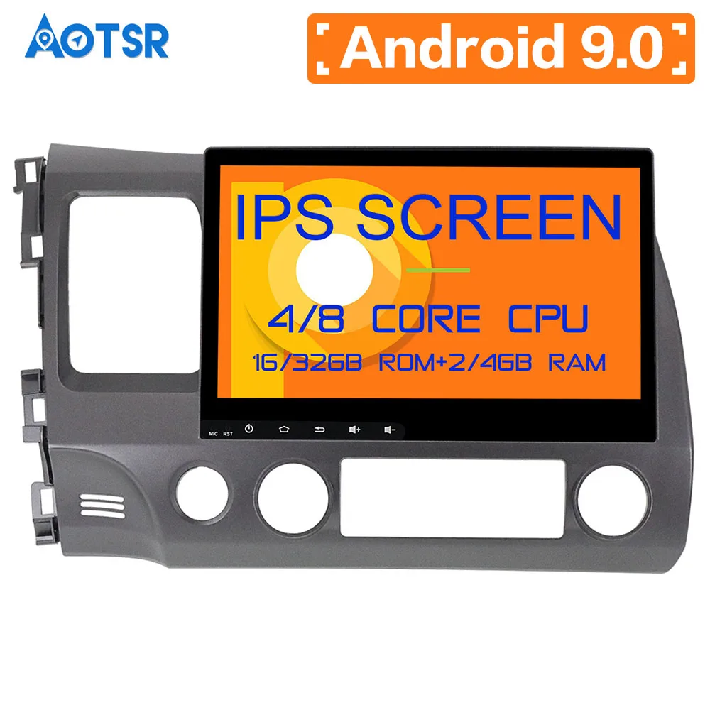 Автомагнитола на Android 9 без DVD плеера GPS навигация для Honda Civic 2007 2011 мультимедийный