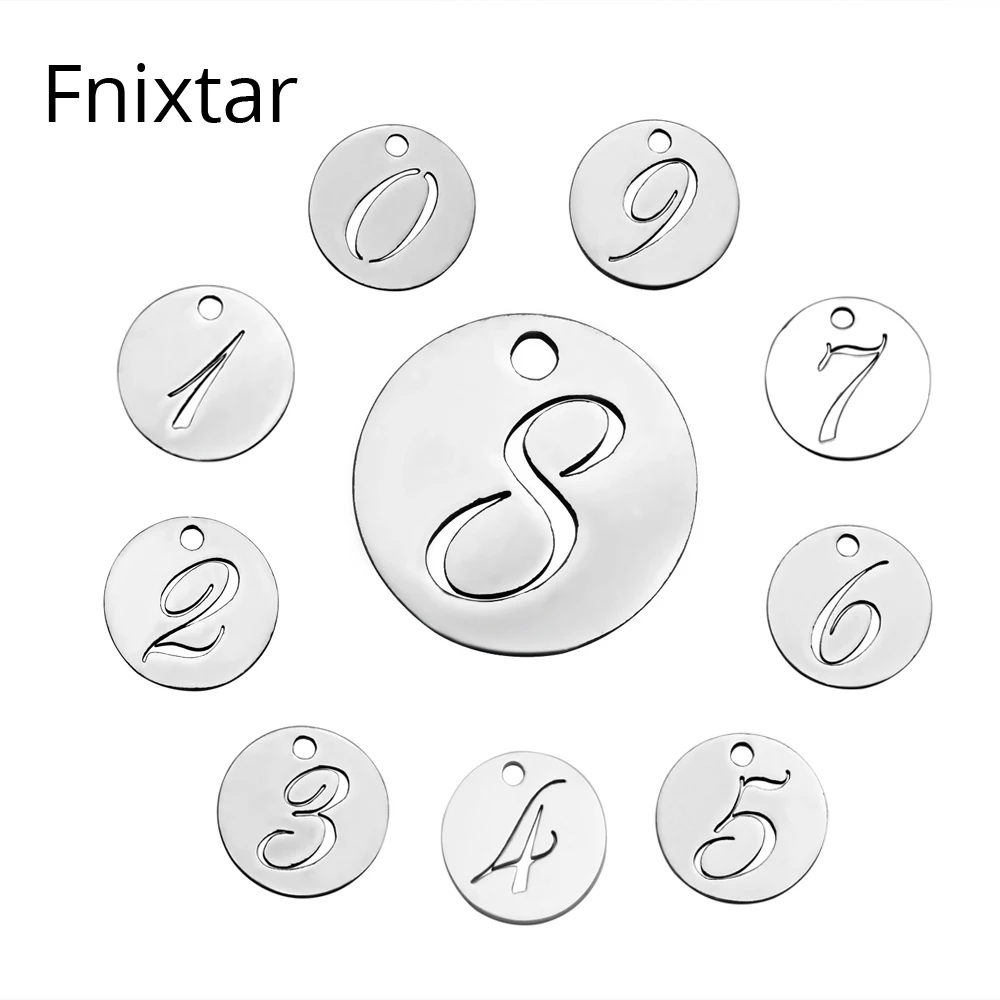 

Fnixtar 0-9 арабские подвески из нержавеющей стали металлические подвески никогда не выцветают DIY Подвески с цифрами для женщин ювелирные издел...