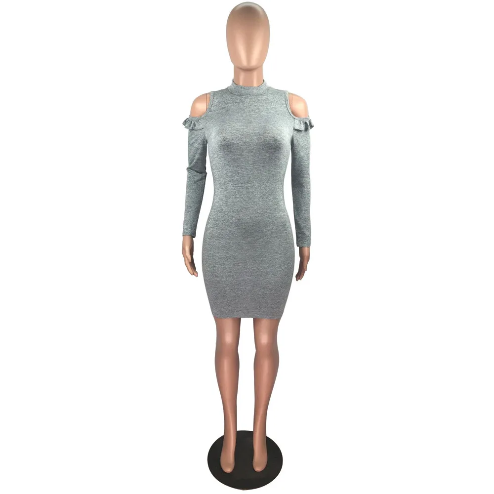 Сексуальное Женское зимнее облегающее платье с длинным рукавом мини-платье для