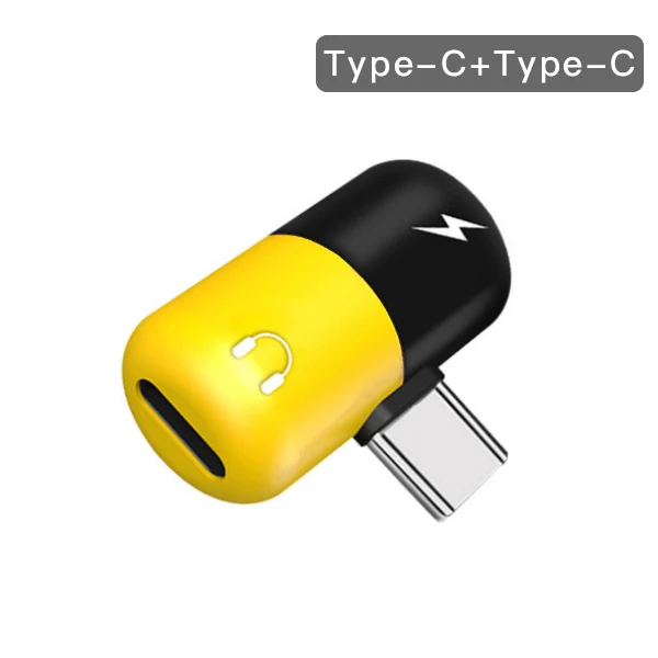 Double Type-c Yellow Адаптер ACCEZZ Dual type C для huawei P10 P20 samsung type-C до 3,5 мм наушники аудио зарядка прослушивание разветвитель AUX разъем - Цвет: Double Type-c Yellow
