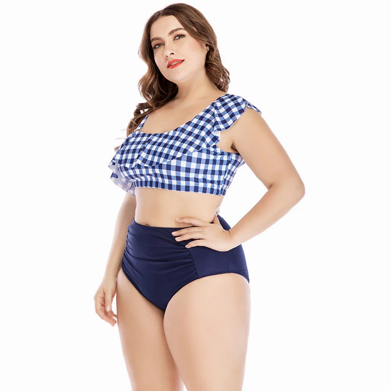 Купальник с высокой талией бикини большого размера купальник для женщин