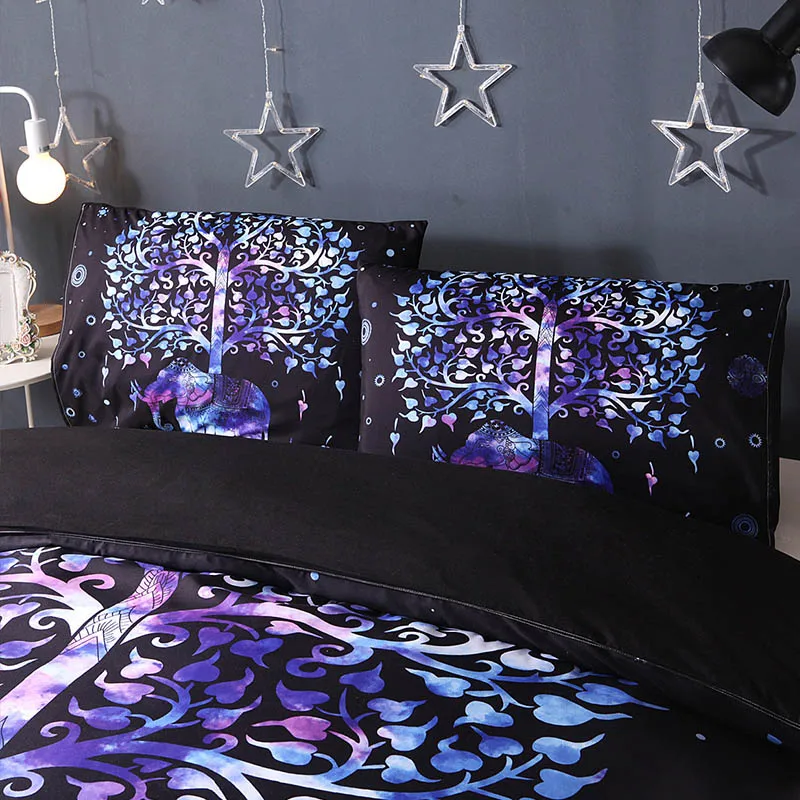 3 шт./компл. набор постельного белья с цветным слоном деревом черным королевским