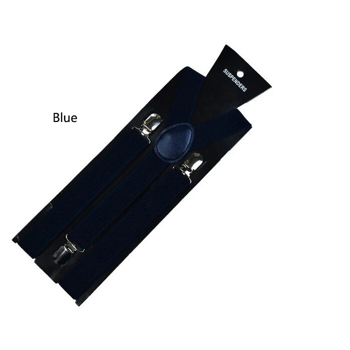 Dark Blue Новое поступление, унисекс, для взрослых, карамельный цвет, подтяжки для женщин и мужчин, 3 зажима, подтяжки с пряжками, модный ремень, регулируемый ремень, рубашки, подтяжки - Цвет: Dark Blue