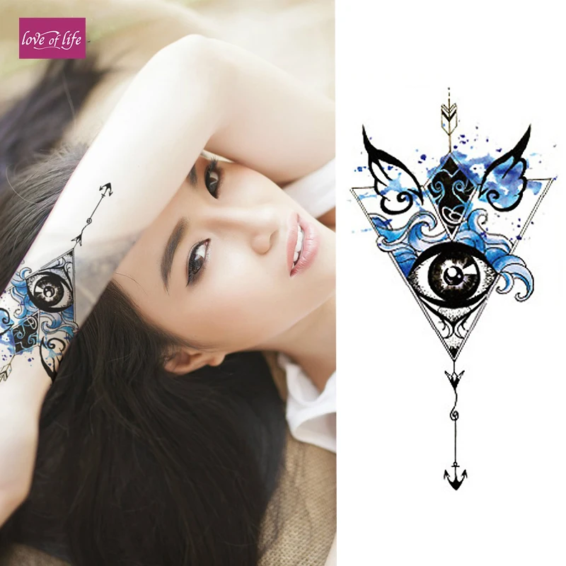 

1PC Devil's Eye Sexy Black Large Flower Henna Temporary Tattoo Black Mehndi Style Waterproof Tattoo Sticker