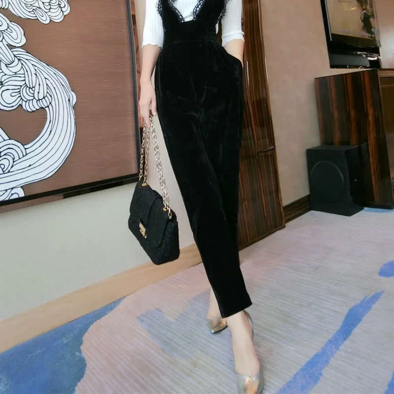 EXOTAO кружевной офисный Женский бархатный комбинезон Femme Elegante Combinaison Pantalon боди
