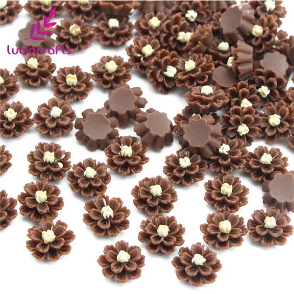 coffee Lucia crafts 50 шт./лот 12 мм мульти вариант из смолы) с плоским дном цветок DIY ремесла домашнего Шпилька повязка на голову ручной работы аксессуары F0611 - Цвет: coffee