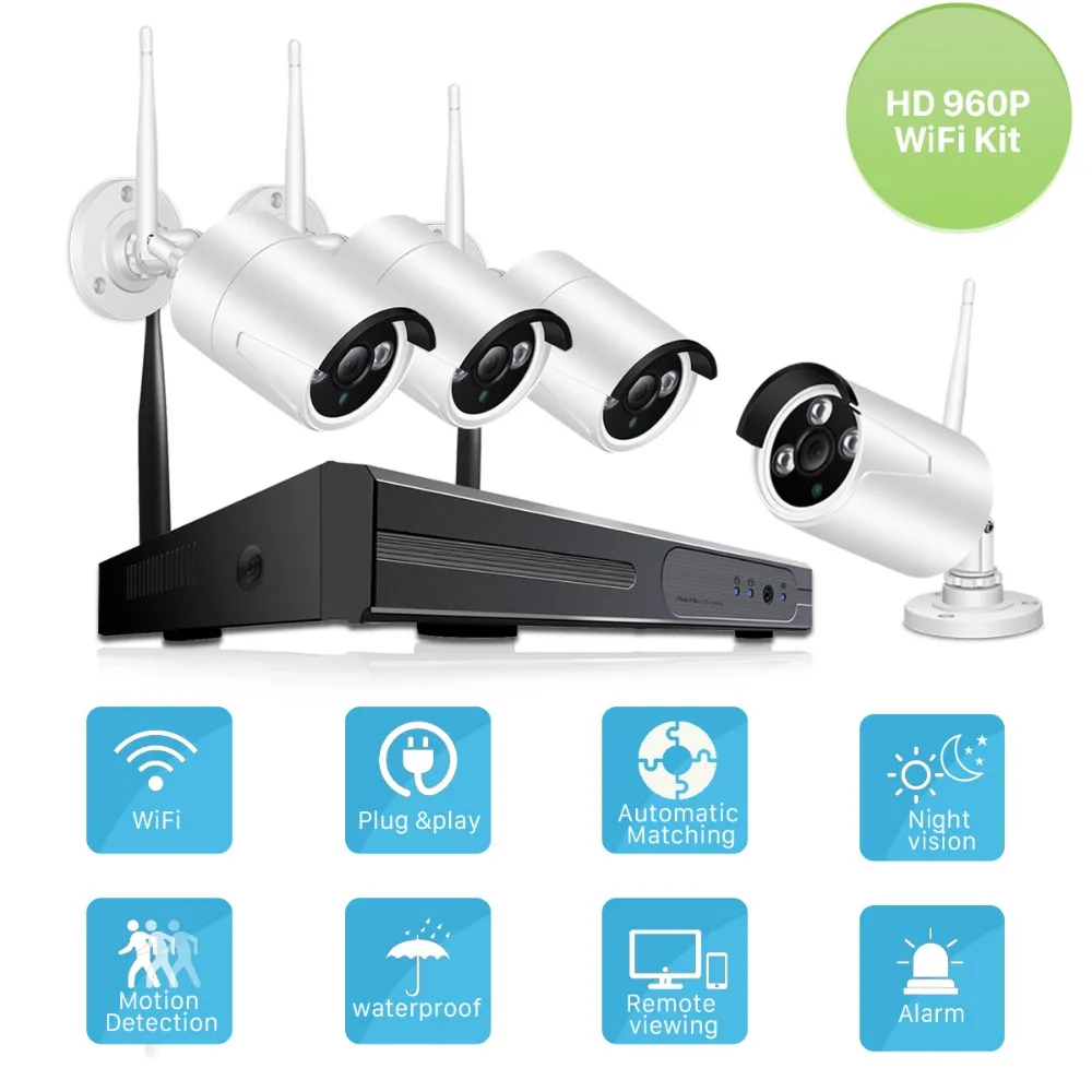 BESDER 8CH 1080 P HDMI Wi Fi NVR 4 шт. 1.3MP ИК Открытый всепогодный CCTV беспроводной IP камера