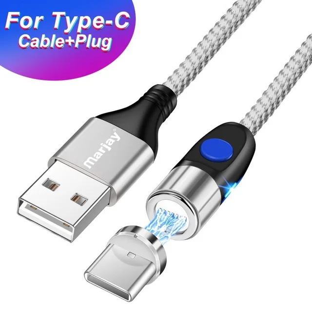 Marjay 3A быстрое зарядное устройство 3,0 Магнитный кабель для iphone X XS XR 7 Micro USB type C Магнитный зарядный кабель для samsung Xiaomi Android - Цвет: Silver For Type C