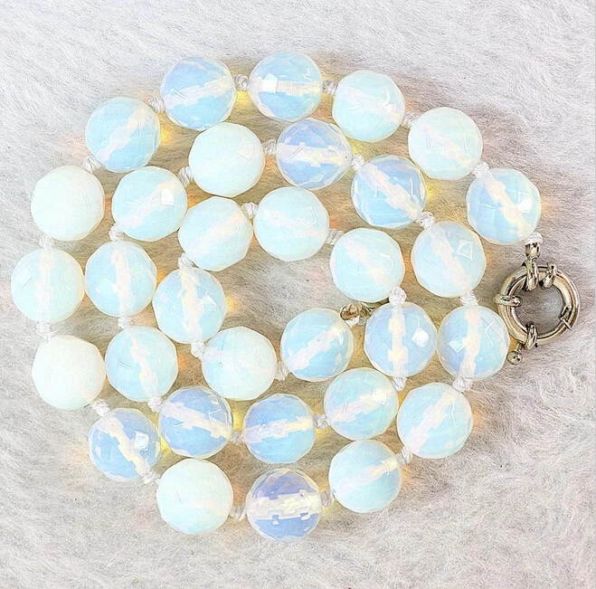 Hot sell -Popular 12mm Round Faceted Sri Lanka Moonstone Necklace 18 '' -Bridal jewelry free shipping | Украшения и