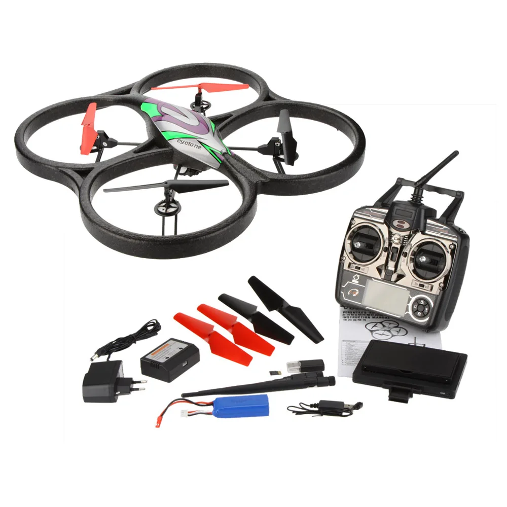 Профессиональные WLtoys V666 5,8G FPV 6 Axis 4CH RC для большого квадрокоптера Дрон «НЛО» с 2.0MP HD камерой и монитором RTF hexacopter