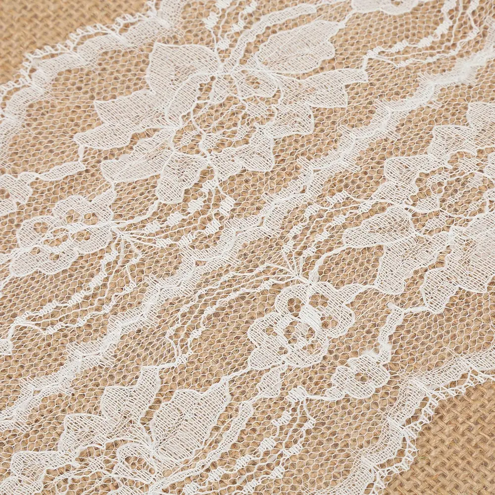 108 x 12 inch New Vintage Lace Jute Table Runner Linen Burlap Country Party Event Wedding Decoration | Дом и сад