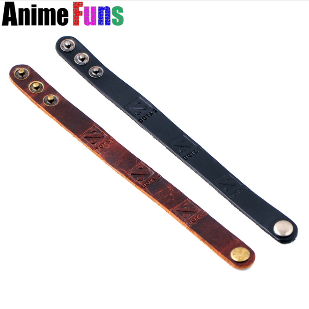 Game Dota 2 logo leather bracelet Punk Cosplay bracelets &amp bangles PU Braslet brown black Charm accessory jewelry Souvenir Gift |