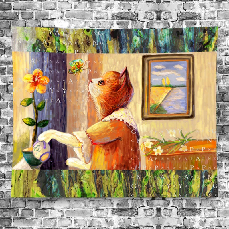 Симпатичная картина наблюдательный Котенок мультфильм Настенная маслом