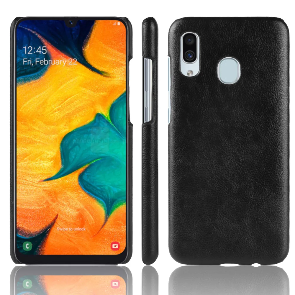 Для Samsung Galaxy A40 A 40 чехол ретро искусственная кожа с рисунком Litchi жесткий для SM A405F