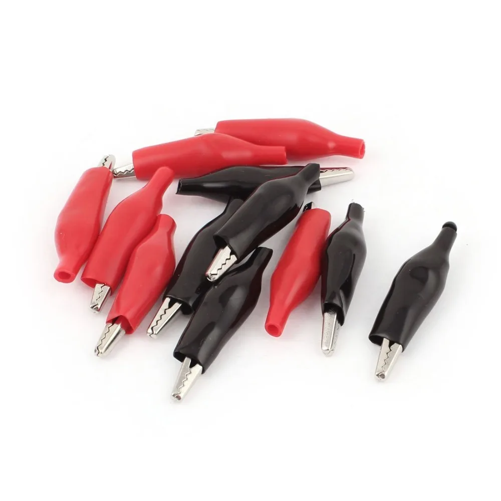 10 PCS Black Red Soft Plastic Coated Testing Probe Alligator Clips Crocodile Test Clip | Обустройство дома
