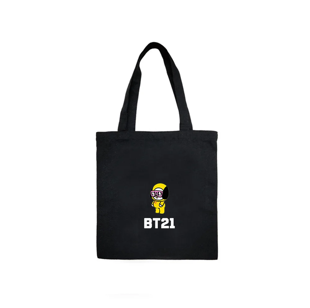 2018 Новый BTS BT21 TATA COOKY CHIMMY сумки холст хлопка Женская обувь черного цвета бежевый