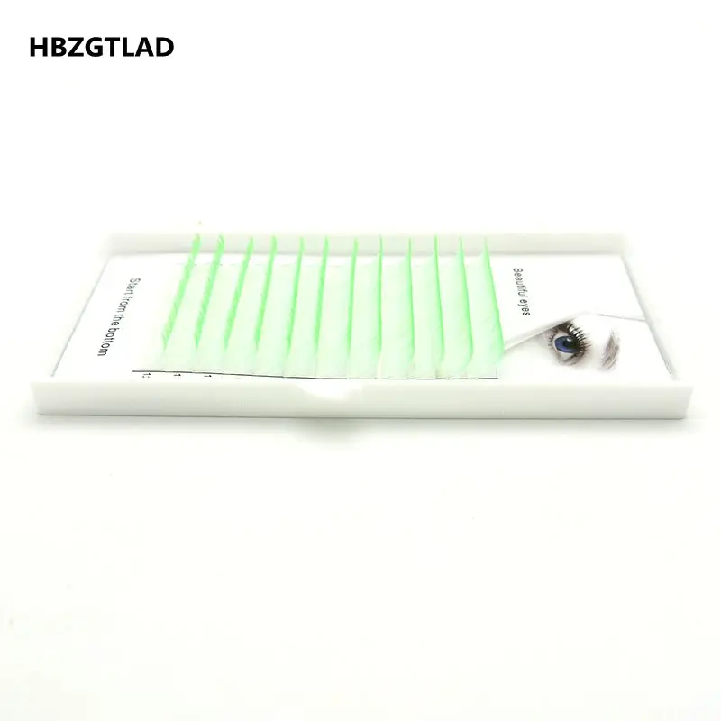 HBZGTLAD фирменные Новые Накладные Ресницы C/D curl 0 07/0 1 мм 8-14 белые + зеленые