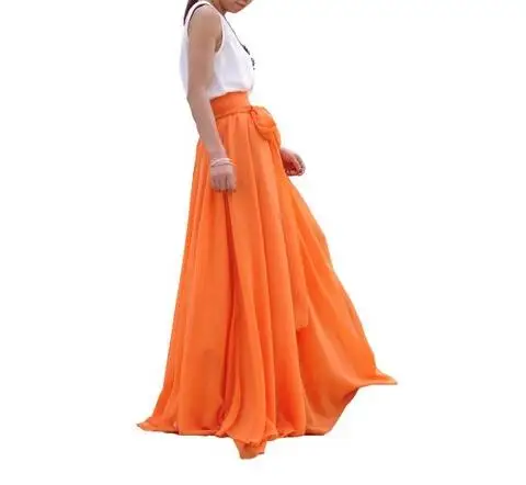 Шифоновая винтажная длинная плиссированные женские юбки 2019 летняя Высокая талия