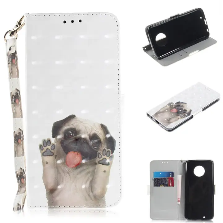 Pug Чехол для телефона Motorola Moto One P30 Play G5S G6 E5 Plus G6Plus E5Plus, чехол с милым животным медведем, котом, собакой, откидной кожаный чехол P26Z - Цвет: Pug