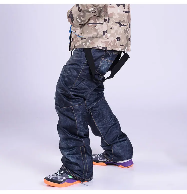 Men black pant 30 ковбойские зимние штаны, мужские Нагрудники, лыжные штаны, водонепроницаемые ветрозащитные брюки для сноубординга, зимние уличные спортивные штаны с ремнем, лыжные штаны - Цвет: Men black pant