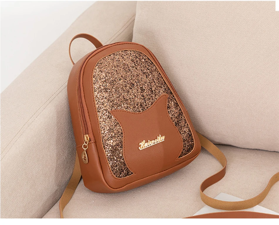 Girl's Small Backpack Brand Fashion Shining Sequin Shoulder Bag Women Multi-Function Mini Back pack for Teenage Girls Kids
