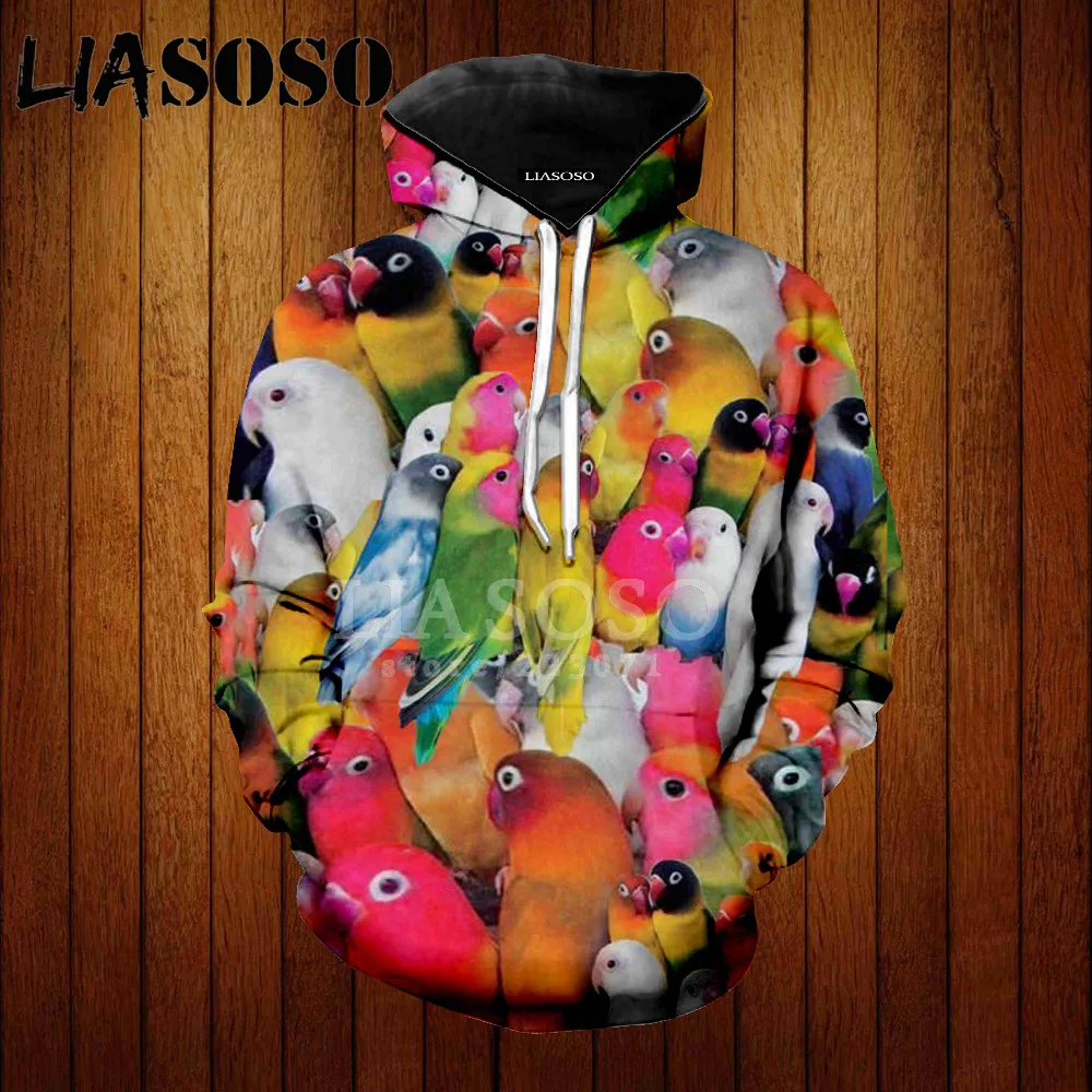 LIASOSO попугай футболка Для мужчин с цветами хип хоп Футболка брод 3d принтом