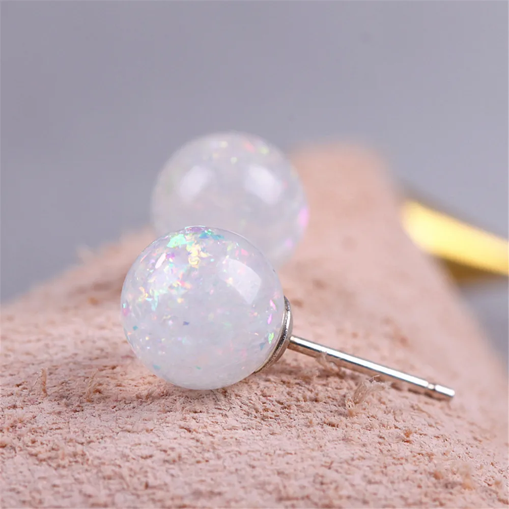 

High Quality S925 Colorful Opal Stone Crystal Beads Earrings Rhinestone Stud Earrings For Women Gift