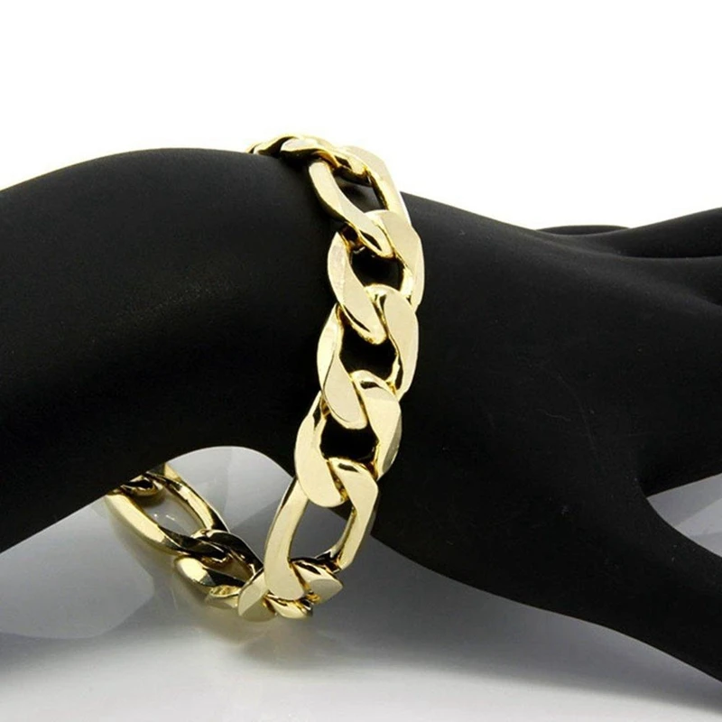 Figaro Yellow Gold Filled Bracelet Chain for Men 9&quot | Украшения и аксессуары