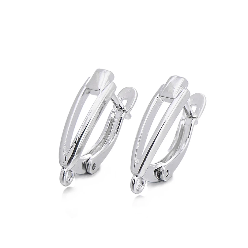 silver Pipitree DIY серьги-кольца фурнитура для изготовления ювелирных изделий Медь CZ Циркон Серебро Золото Цвет Круглые Серьги Крючки застежки аксессуары - Цвет: silver