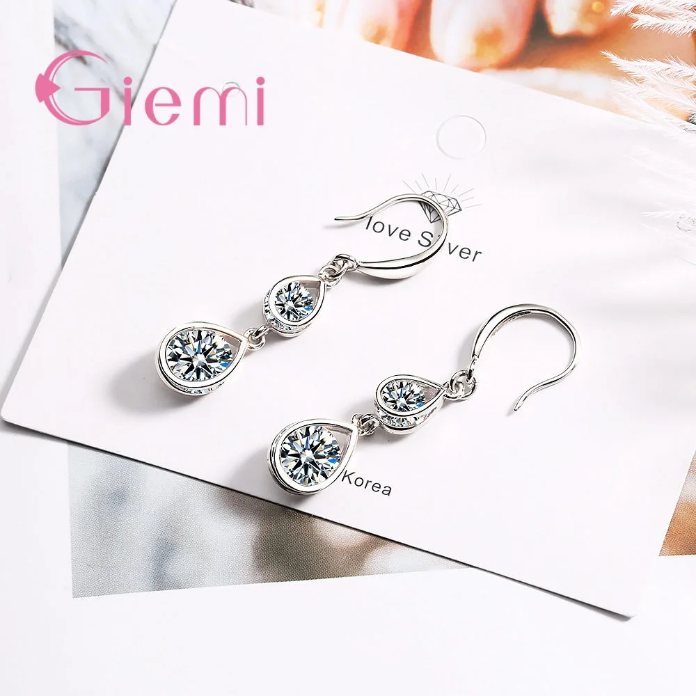 Luxury Temperament 925 Sterling Silver Drop Water Earring For Women Cubic Zircon Dangler Femal Tassel Eardrop Earrings Jewelry | Украшения