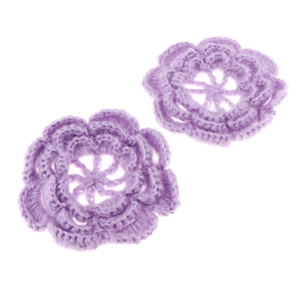 2Pcs Handmade Large Crochet Flowers Crafts Embellishment Applique DIY | Дом и сад