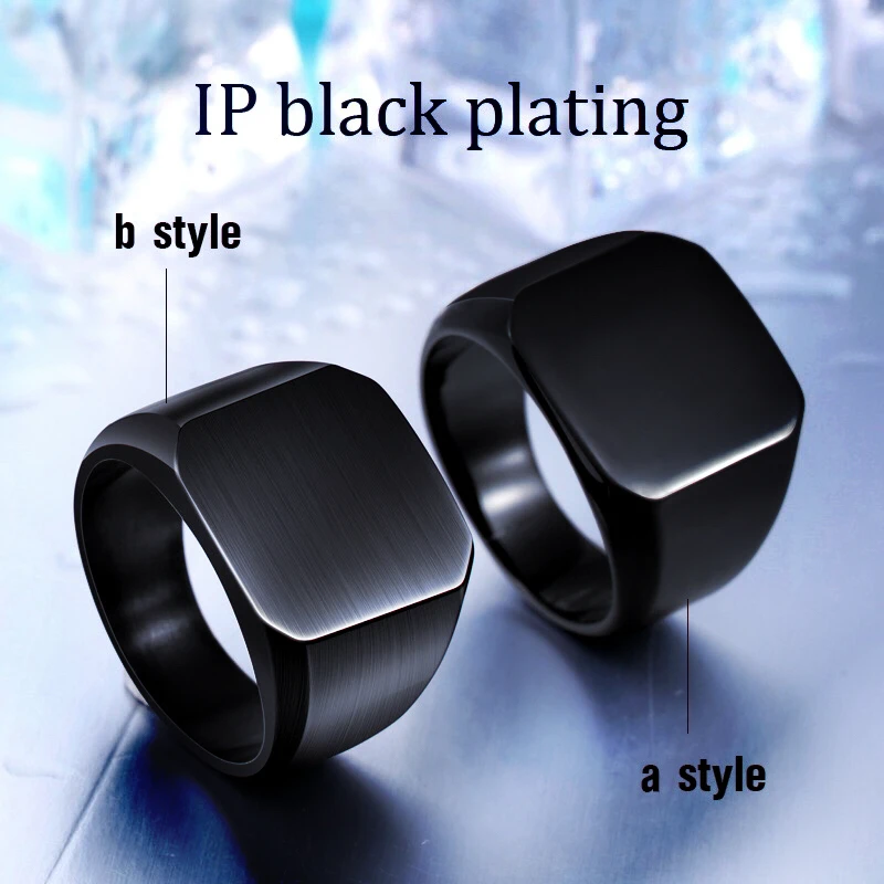 

BEIER Men's High Polished Fashion Man's 316L Stainless Steel Biker Unique Golden Black Square Ring For Men Gift BR8-177